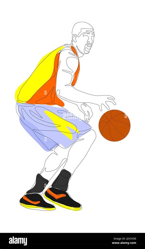 Continuous Line Drawing Of Basketball Player Vector Stock Vector Image