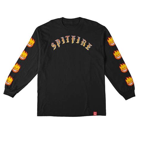 spitfire wheels old e bighead fill long sleeve skate t shirt black skate clothing from