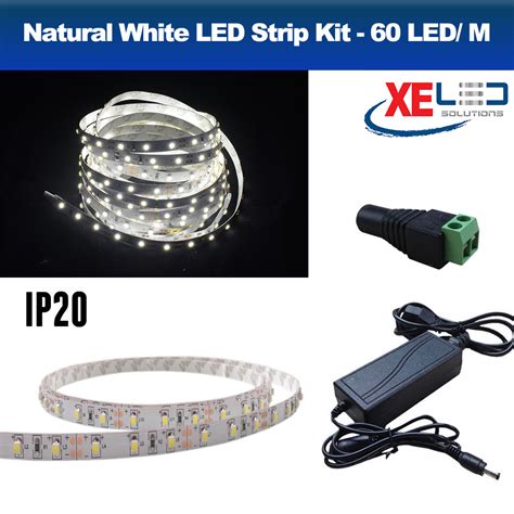 5 Meters Neutral White Flexible Led Strip Kit Package 3528 Smd 60 Led
