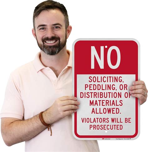 smartsign k 7471 eg no soliciting peddling or distribution of materials sign 12 x 18 3m