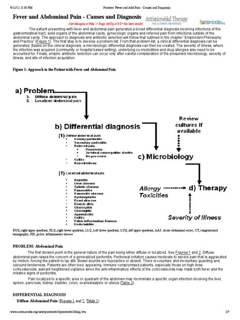 Printout Fever And Abd Pain Causes And Diagnosis Pdf Gram