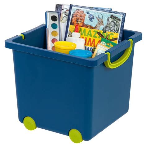 Iris Usa Childrens Plastic Toy Storage Box Blue