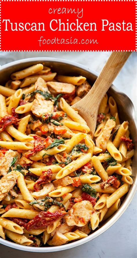 Lightly spray a large skillet or pot with cooking oil, then add your tomatoes, garlic, italian herbs, and pepper. Creamy Tuscan Chicken Pasta | Recipe | Tuscan chicken ...
