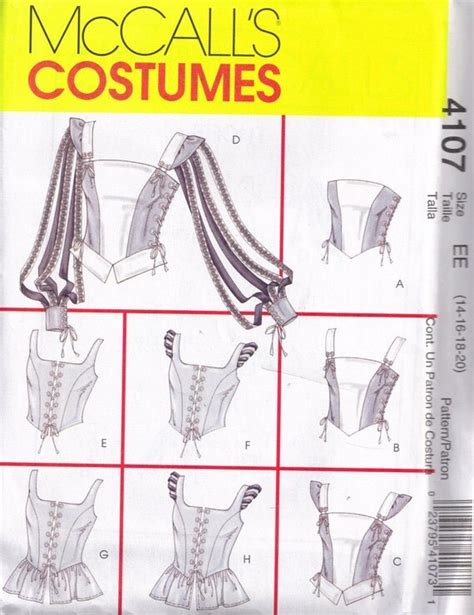 Mccalls 4107 Sewing Pattern Corset Renaissance By Peoplepackages