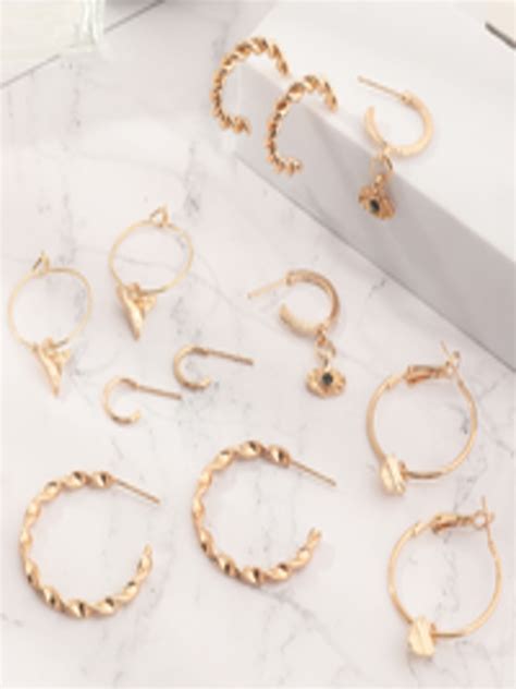 Buy URBANIC Set Of 6 Gold Toned Earrings Earrings For Women 15832276