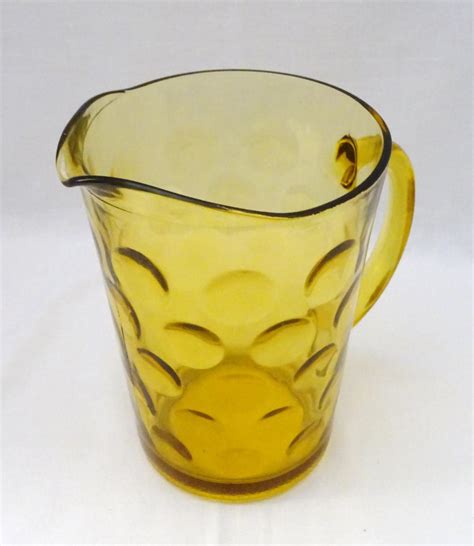 Vintage HAZEL ATLAS Eldorado Circles Amber Gold Glass Water Beverage