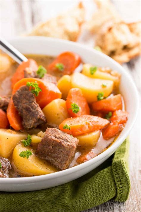 This old fashioned beef stew is pure comfort in a bowl with tender beef, hearty vegetables, and all lastly, you will add in a slurry that will thicken the stew. Slow Cooker Irish Beef Stew Recipe