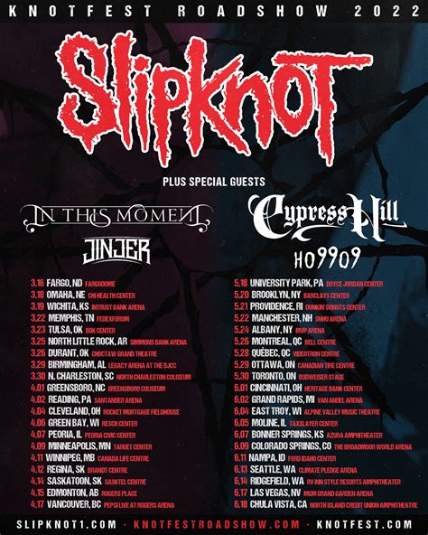 slipknot announce tour with cypress hill and ho99o9 barclays center included dates