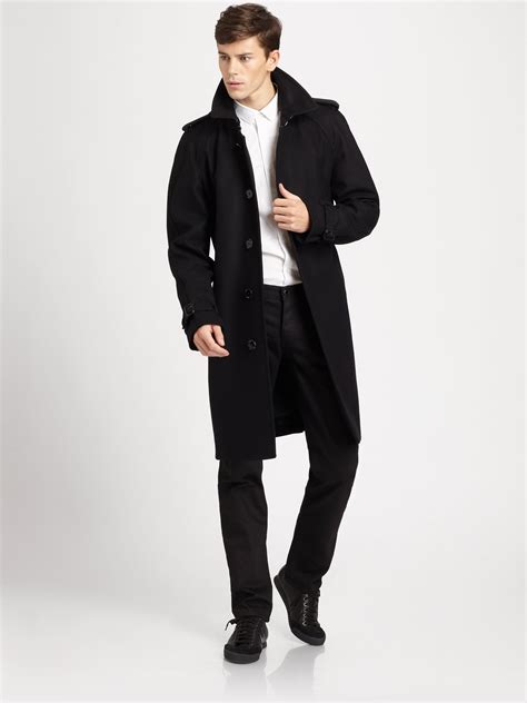 Lyst Burberry Wool Single Breasted Trench Coat In Black For Men