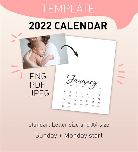 2022 Diy Calendar Template Printable Blank Calendar Pages Etsy Uk