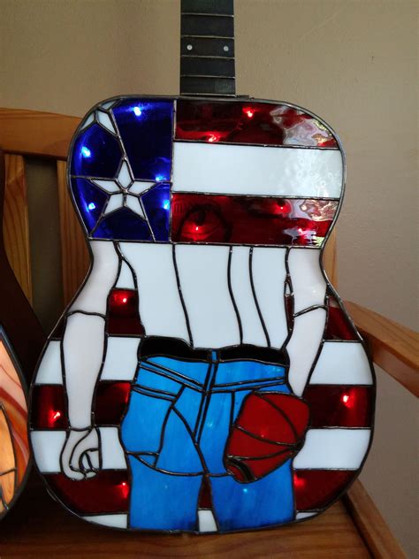 Bruce Sprinsteen Stain Glass Guitar Stained Glass Projects Stained Glass Patterns Stained