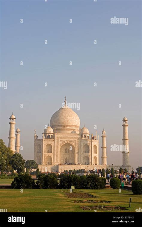 India Uttar Pradesh Agra View Of Taj Mahal Across Paradise Gardens