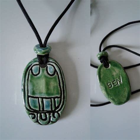 Mayan Ben Necklace Mesoamerican Tzolkin Day Sign Reed Glyph Ceramic