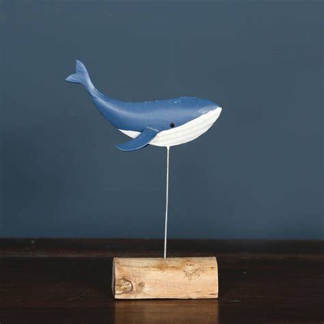 Blue Whale On Driftwood Decoration Ornament By Red Berry Apple