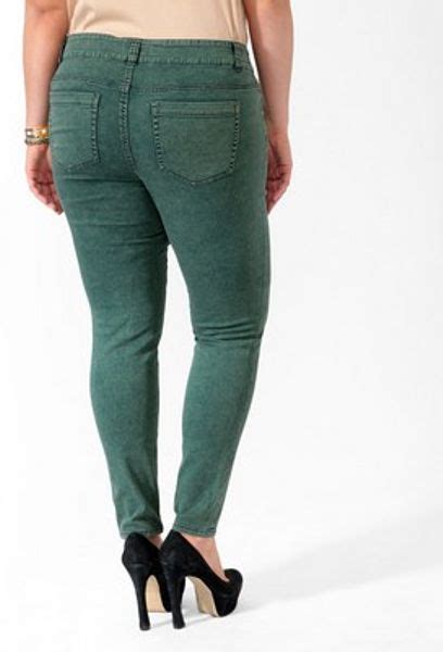 Up to 70% off at ssense. Forever 21 Colored Acid Wash Skinny Jeans in Blue (TEAL ...