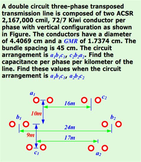 Solved A Double Circuit Three Phase Transposed Transmission