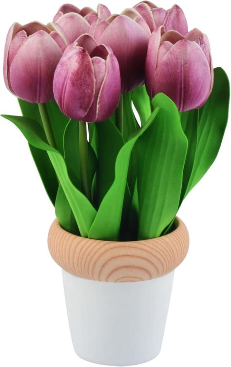 topsv tulips artificial flowers 10 real touch fake tulips flowers with pot