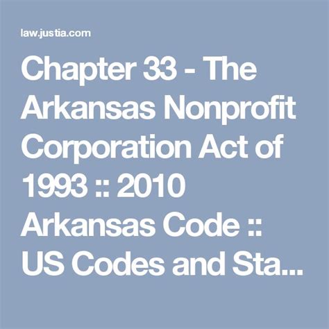 Chapter 33 The Arkansas Nonprofit Corporation Act Of 1993 2010