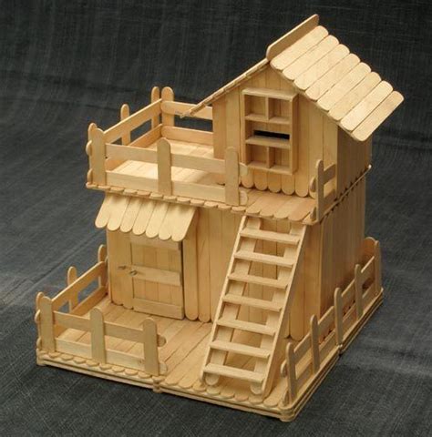 Two Story Popsicle Stick House 3d Metric Model House Popsicle Stick