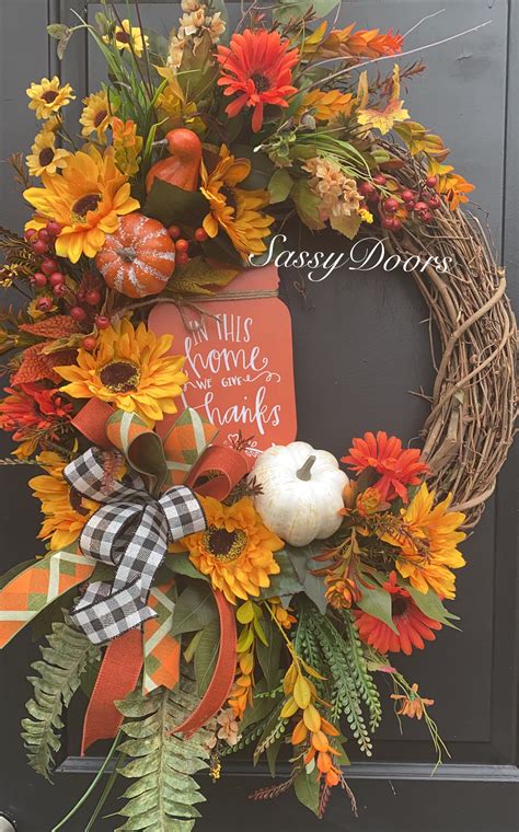 Fall Wreath-Pumpkin Wreath- Grapevine Fall Wreath- Sassy Doors Wreath- Autumn Wreath ...