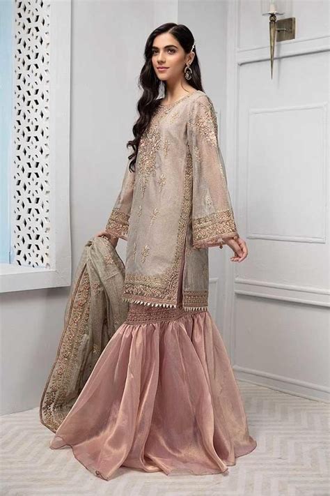 Beautiful Pakistani Gharara Dress In Lavish Beige Color P2239