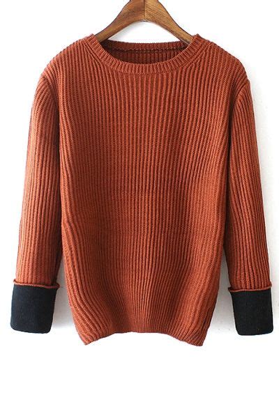 Long Spliced Sleeves Round Collar Pullover Sweater Modern Fashion