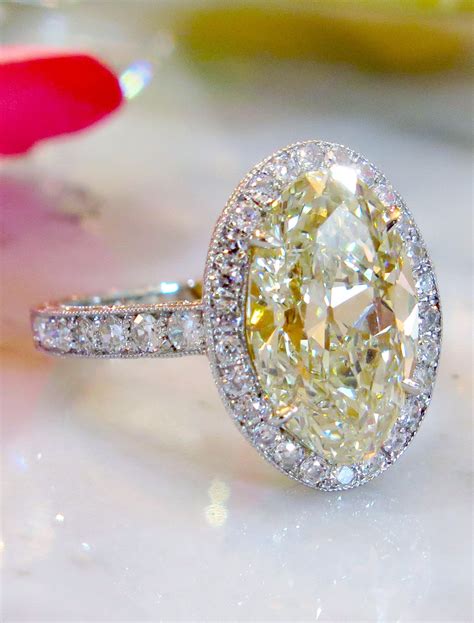 Veda 453ct Oval Yellow Diamond Halo Engagement Ring Unique