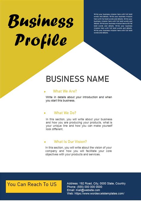 Business Profile Template Pdf Free Word And Excel Templates
