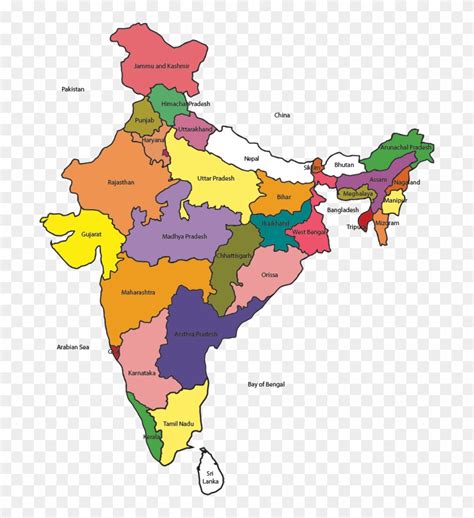 India Map Free Png Image India Map With Only States Name Transparent