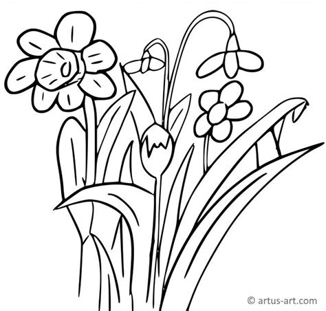 Frühlingsblumen Ausmalbild » Gratis Ausdrucken & Ausmalen » Artus Art