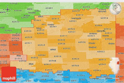 Political Shades Panoramic Map Of Zip Codes Starting With 609