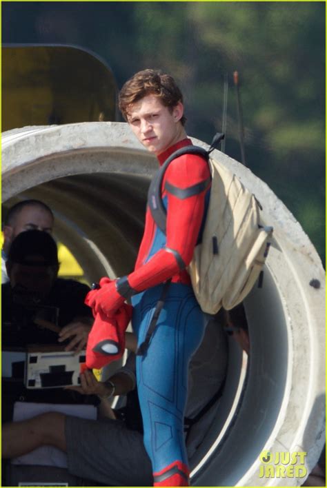 Tom Holland Wears Spider Man Costume For First Time On Set Photo
