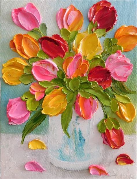 Custom Bright Tulip Oil Painting Impasto Painting Tulip Etsy