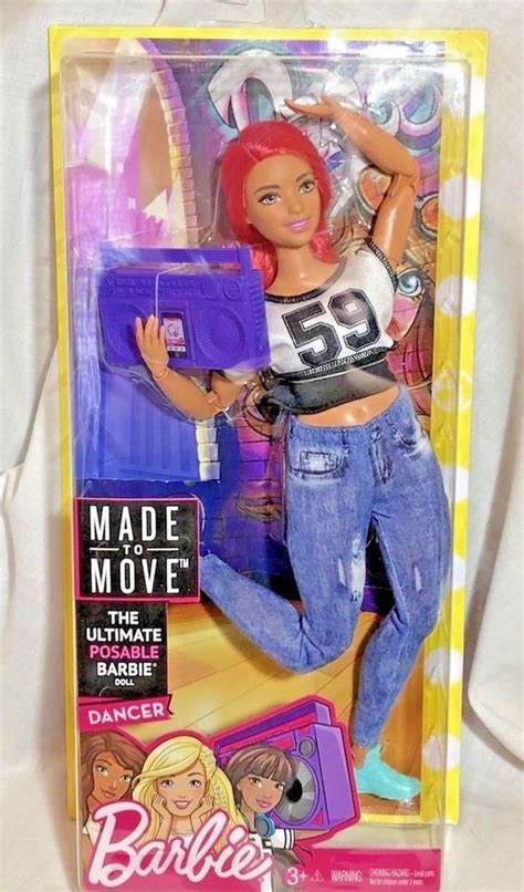 2017 Barbie Made To Move Curvy Doll Dancer Fjb19 Pink Hair