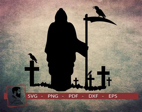 Halloween Svg Grim Reaper Svg Spooky Graveyard Svg Etsy