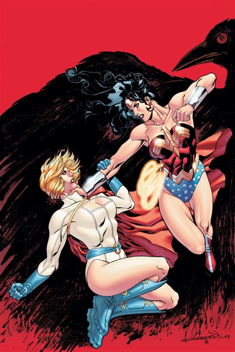 Power Girl Vs Wonder Woman By Aaron Lopresti Comic Art Comic Books