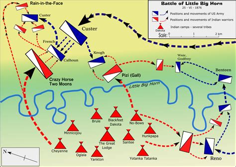 The battle took place between the u.s. Battle of Little Bighorn Map