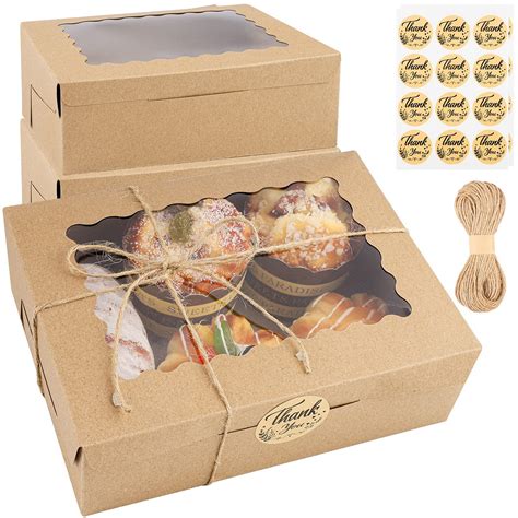 Buy Ruisita Pack Kraft Cookie Boxes With Window Lid Auto Popup Treat