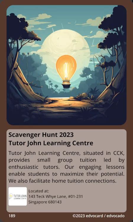Scavenger Hunt 2023 Tutor John Learning Centre Edvocado