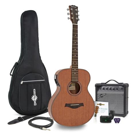 Deluxe Electro Acoustic Folk Guitar 15w Amp Pack Mahogany Gear4music