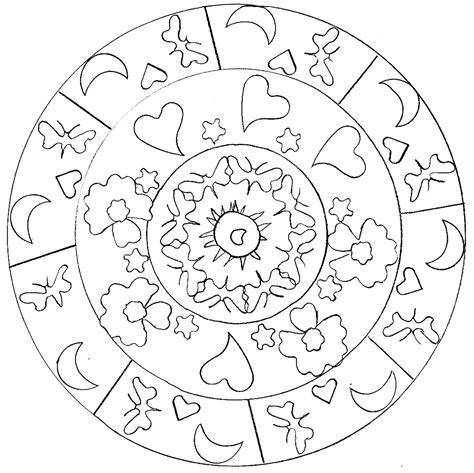 Hand Drawn Mandala With Hearts Easy Mandalas For Kids