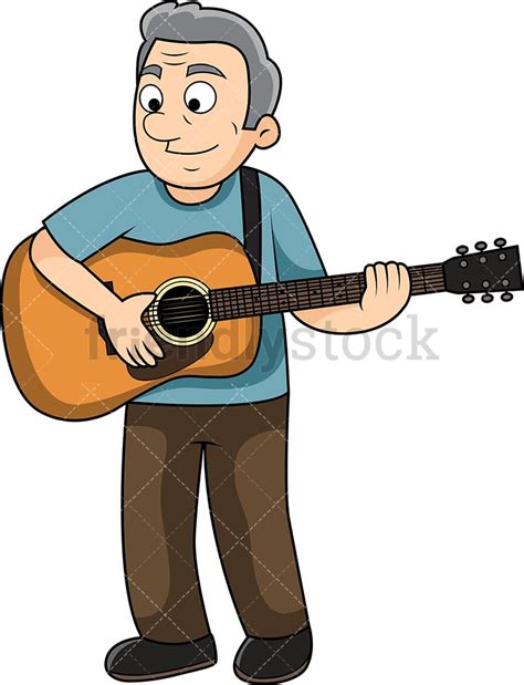 Old Man Playing The Guitar Cartoon Vector Clipart Friendlystock