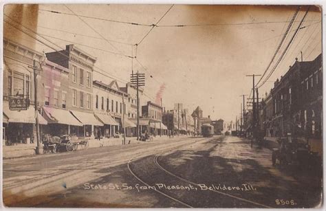 1913 Belvidere Illinois Real Photo Rppc Postcard State Street From