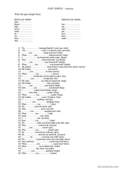 Past Simple English Esl Worksheets Pdf And Doc