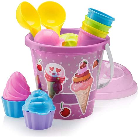 Top Race Ice Cream Sand Toys For Kids Large 9 Bucket Pail And Spade