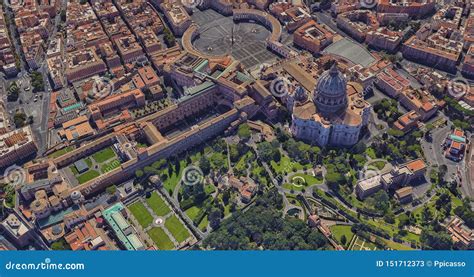 St Peter`s Basilica In The Vatican From A Bird`s Eye View Stock Image