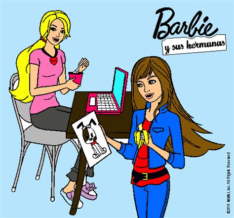 Dibujo De Barbie Y Su Hermana Merendando Pintado Por Luisa En Dibujos Net El D A A