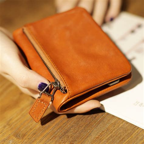 Small Brown Leather Womens Wallet Purse Handmade Clutch For Women
