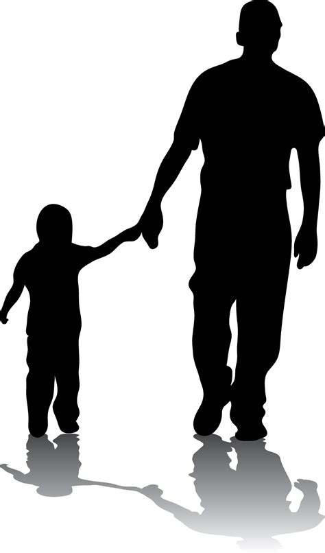 Free Clipart Of A Silhouetted Father Holding Hands Wi