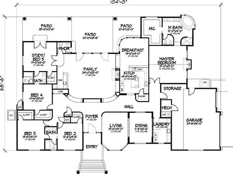1 Story 5 Bedroom House Plans Luxury One Story Five Bedroom Home Plans